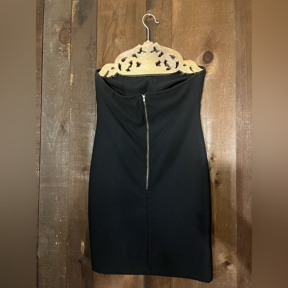Black Bodycon Mini Dress - Little Black Dress - Zipper Back - Size L - Picture 3 of 7